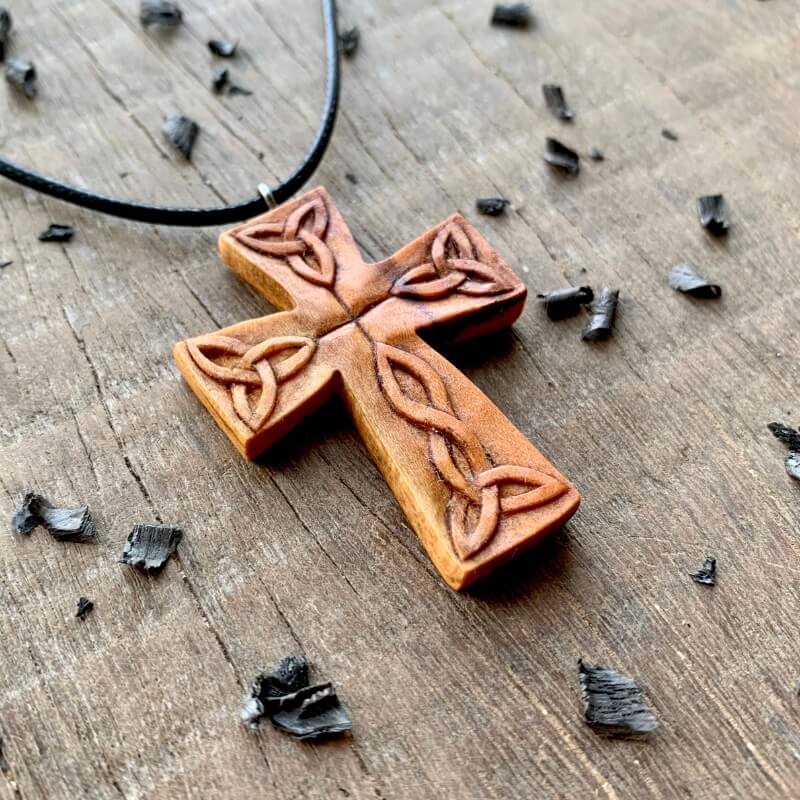 Buy Celtic Wooden Cross Necklace, Unique Rosewood Celtic Cross Pendant for  Men, Hand Carved Wood Gift From Ireland Online in India - Etsy
