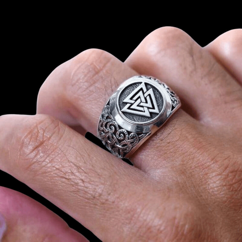 Valknut Ring Viking top Ring Mammen Style Sterling Silver Ring Scandinavian Norse Viking Jewelry (based on mammen axe)