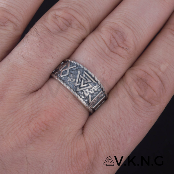 Til Valhalla Rings, Viking Rings, Runes Rings, 3 Piece Couple Set