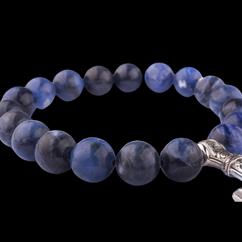 vkngjewelry Bracelet Handcrafted Viking Bracelet In Sodalite With Mjolnir