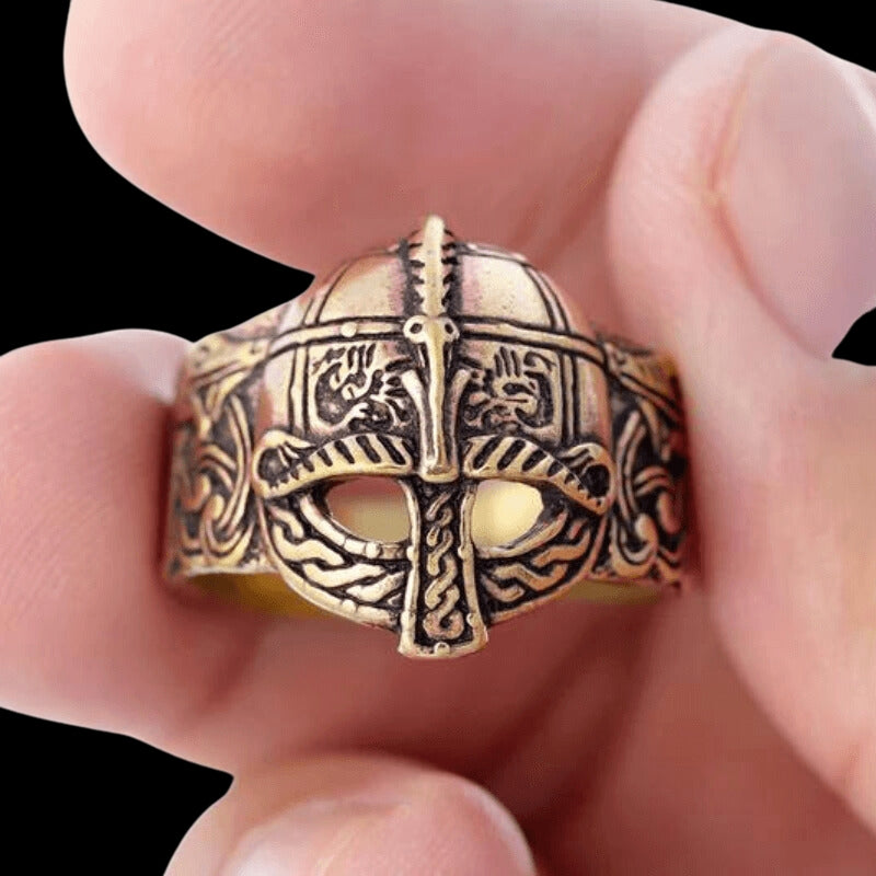 vkngjewelry Bagues Viking Gjermundbu Helmet Bronze Ring with Dragons