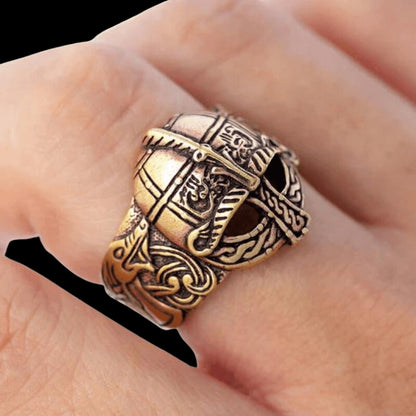 vkngjewelry Bagues Viking Gjermundbu Helmet Bronze Ring with Dragons