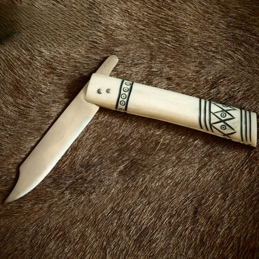 vkngjewelry statue Handcrafted Viking Knife with Bone Handle