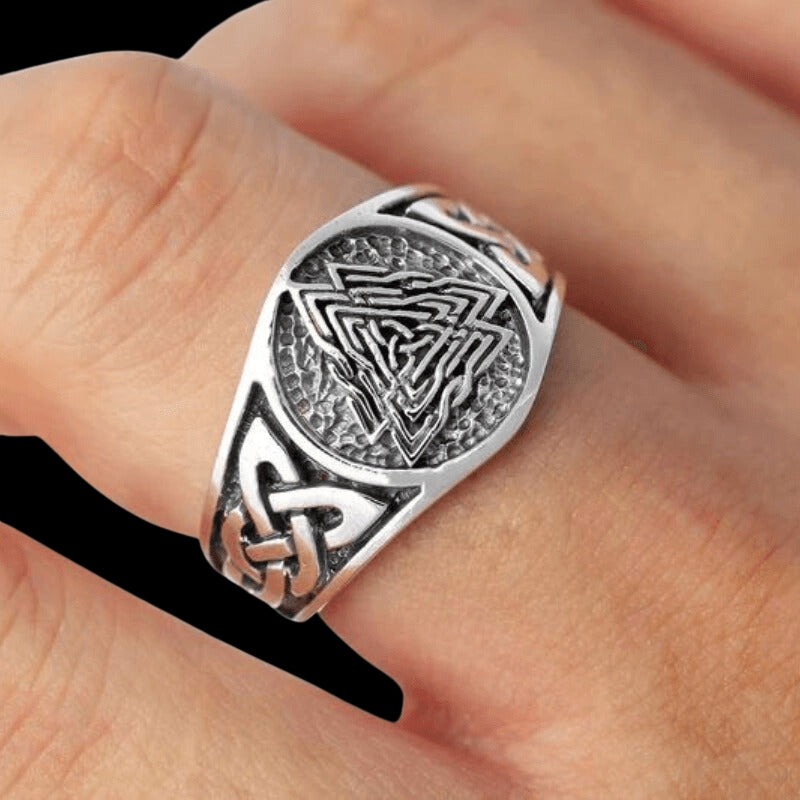 vkngjewelry Bagues Viking Knotwork Valknut Solid Band Ring 925 Sterling Silver