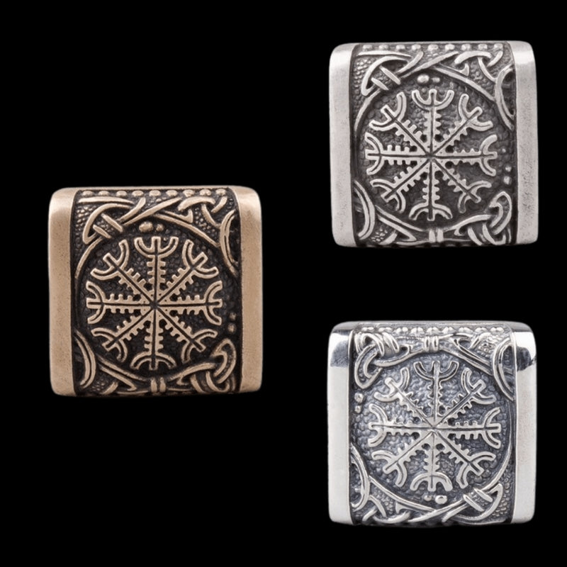 Viking Symbolic Stones for Bracelet Asgard Handcrafted Viking Jewelry Silver Plated Bronze Vegvisir
