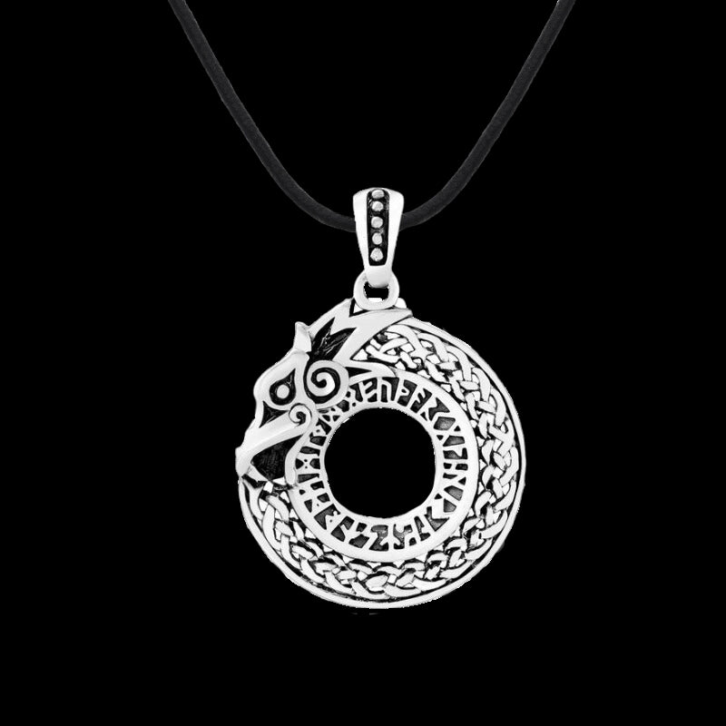 Dragon Jormungand Runes Futhark Sterling Silver Pendant | VKNG Jewelry ...